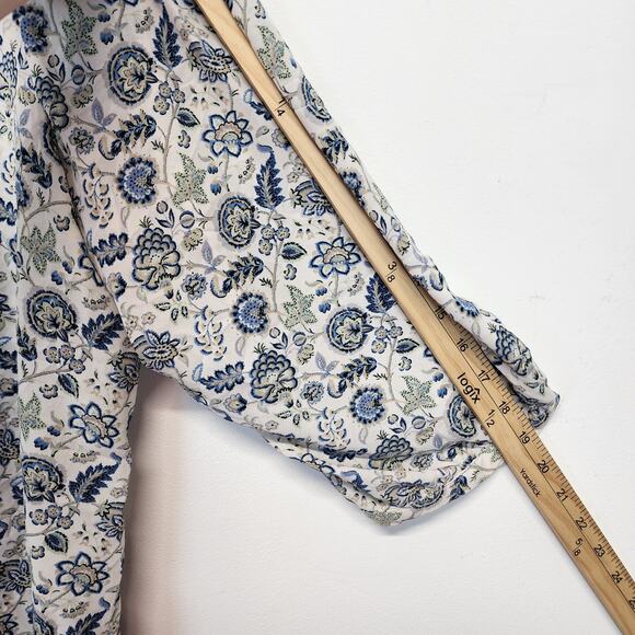 Rose + Olive Blouse Size 2X Floral Paisley Pleated Boho Peasant Artsy Office - Picture 6 of 9